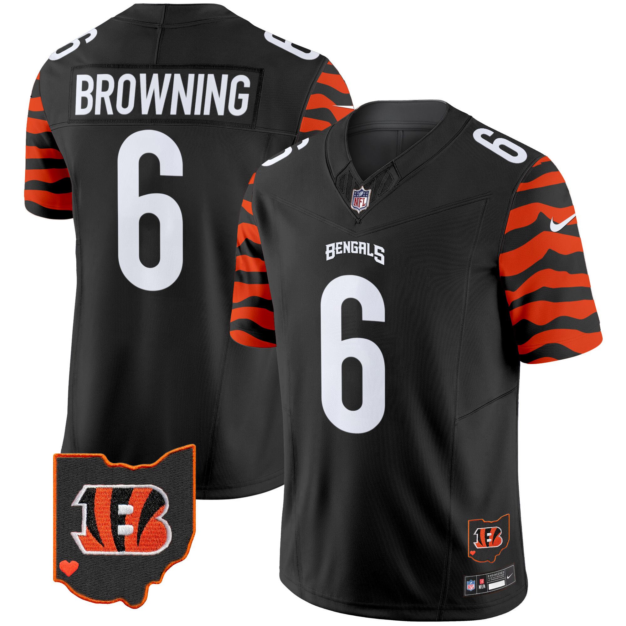 Men Cincinnati Bengals #6 Browning Black 2024 Nike Stripes Vapor Limited NFL Jersey->indianapolis colts->NFL Jersey